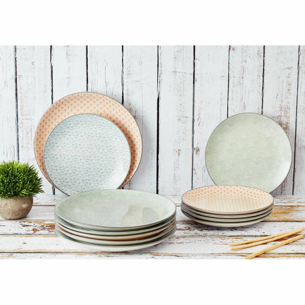 6 Assiettes à dessert Pattern Pastel rose pastel/bleu pastel/vert pastel - D.21 cm-Bjorn Outlet
