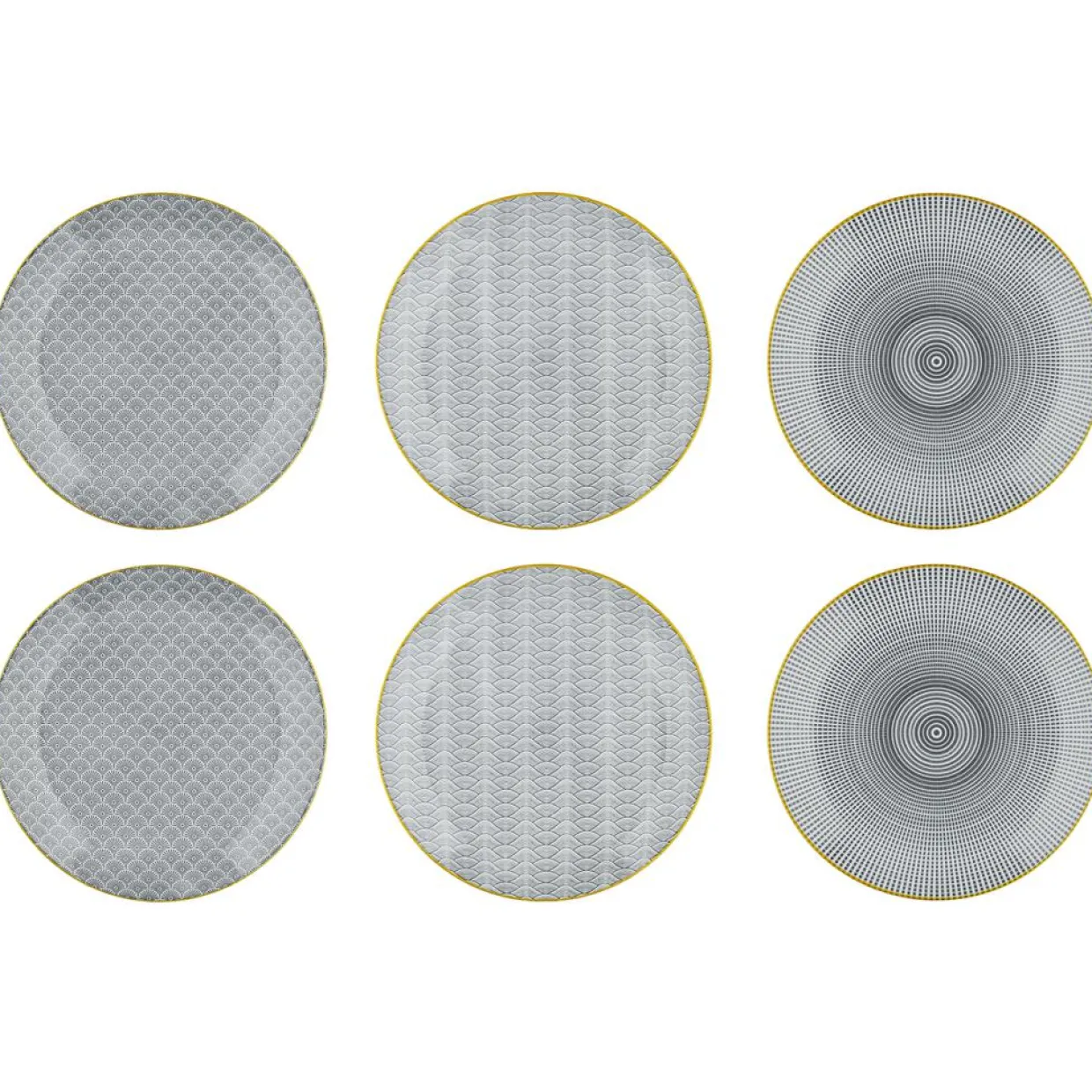 6 Assiettes à dessert Pattern Eclipse gris anthracite - D.21 cm-Bjorn Hot