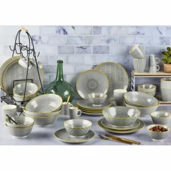 6 Assiettes à dessert Pattern Eclipse gris anthracite - D.21 cm-Bjorn Hot