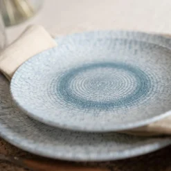 Novastyl Assiettes^6 Assiettes À DessertAqua 20Cm En PorcelaineBlanc Et Bleu