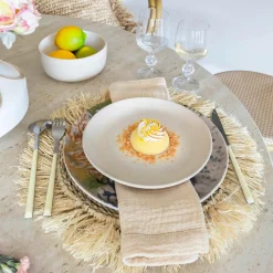 6 Assiettes À DessertArita 20.5Cm En GrèsBeige-Novastyl Online