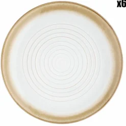 Bjorn Assiettes^6 Assiettes Cosmos beige/blanc nacré - D.27.5 cm