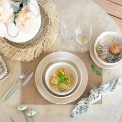 6 Assiettes CoupesArita 15Cm En Grès Beige-Novastyl Outlet