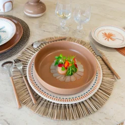 6 Assiettes CoupesArita 20.5Cm En GrèsMarron-Novastyl Discount