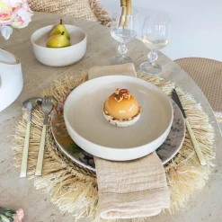 6 Assiettes CoupesArita 20.5Cm En GrèsBeige-Novastyl Sale