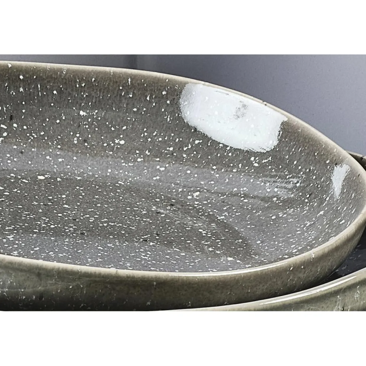 6 Assiettes creuses en Grès Stellar gris/anthracite - D.22.5 cm-Bjorn Online