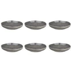6 Assiettes creuses en Grès Stellar gris/anthracite - D.22.5 cm-Bjorn Online