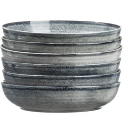 6 Assiettes creuses en Grès Zen gris/bleu - D.22.5 cm-Bjorn New