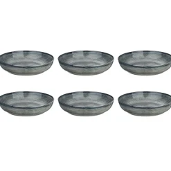 6 Assiettes creuses en Grès Zen gris/bleu - D.22.5 cm-Bjorn New