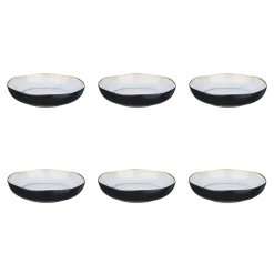 6 Assiettes creuses en Grès Iris blanc/ivoire - D.22.5 cm-Bjorn Clearance