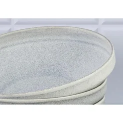 6 Assiettes creuses en Grès Stone gris clair - D.20 cm-Bjorn Discount