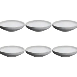 6 Assiettes creuses en Grès Stone gris clair - D.20 cm-Bjorn Discount