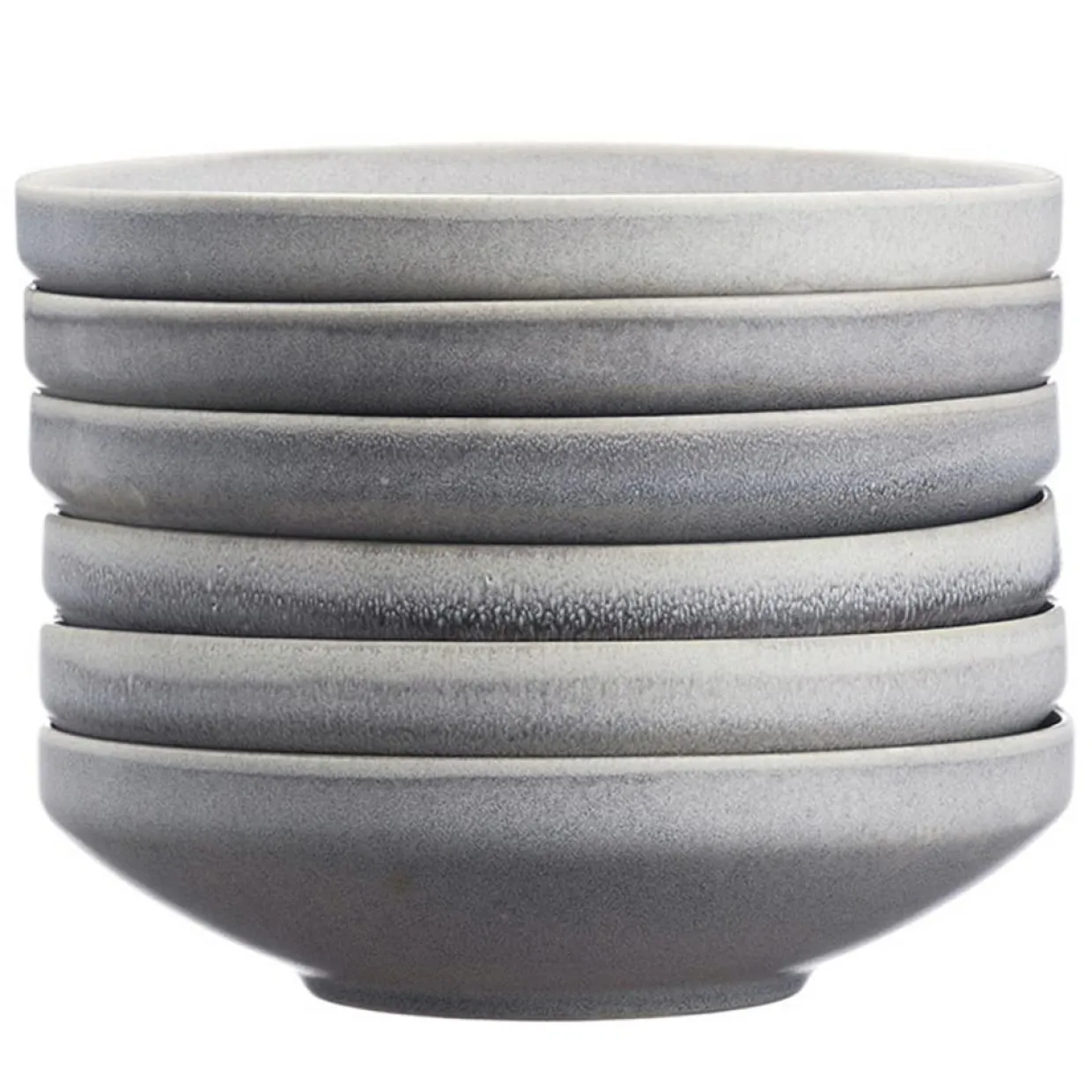 6 Assiettes creuses en Grès Stone gris clair - D.20 cm-Bjorn Discount