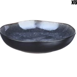 Bjorn Assiettes^6 Assiettes creuses en Grès Iris bleu foncé - D.22.5 cm