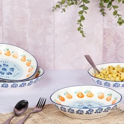 Bjorn Assiettes^4 Assiettes creuses en Porcelaine Napoli multicolore - D.21,5 cm