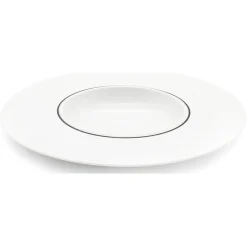 6 Assiettes creuses en Porcelaine Ligne blanches - D.30 cm-Fauchon Clearance