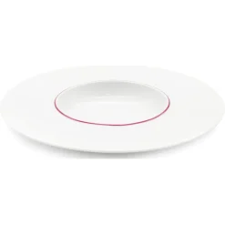 6 Assiettes creuses en Porcelaine Ligne blanches - D.30 cm-Fauchon Clearance