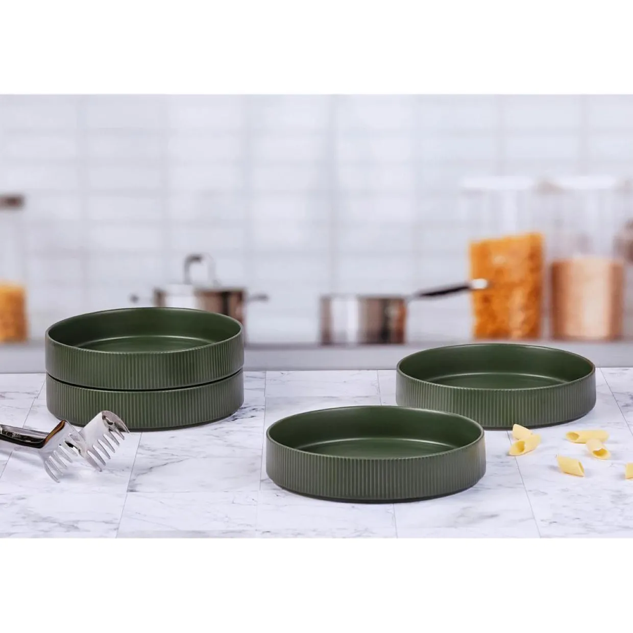Bjorn Assiettes^4 Assiettes Creuses Scandi vert olive - 100 cl