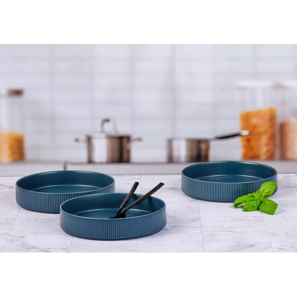 Bjorn Assiettes^4 Assiettes Creuses Scandi bleu marine - 100 cl