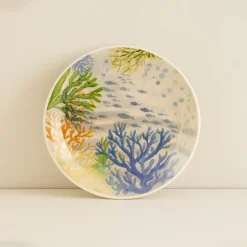6 Assiettes CreusesCorfou 20.5Cm En GrèsBleu-Novastyl Sale