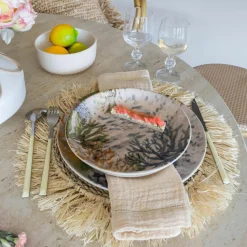 6 Assiettes CreusesCorfou 20.5Cm En GrèsBleu-Novastyl Sale