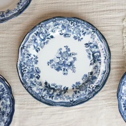 6 Assiettes CreusesEn Porcelaine BleuFaustine 22Cm-Novastyl Outlet