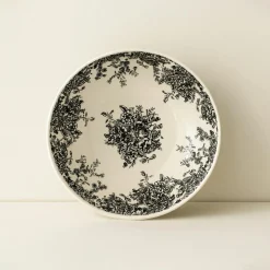 6 Assiettes CreusesFlorali 20.5Cm En GrèsDécor Noir-Novastyl