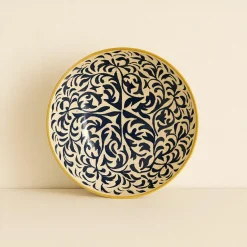 6 Assiettes CreusesHéraclée 20Cm En GrèsDécor Bleu-Novastyl Clearance