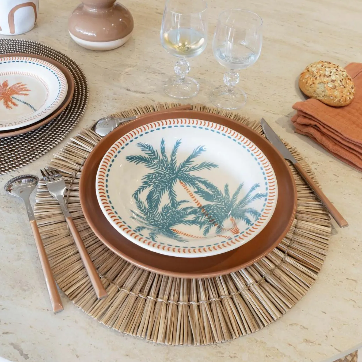 6 Assiettes CreusesTropique 21.5Cm En Grès-Novastyl New