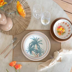 6 Assiettes CreusesTropique 21.5Cm En Grès-Novastyl New