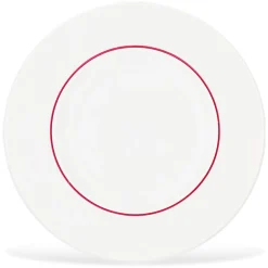 6 Assiettes dessert en Porcelaine Ligne blanches - D.22 cm-Fauchon