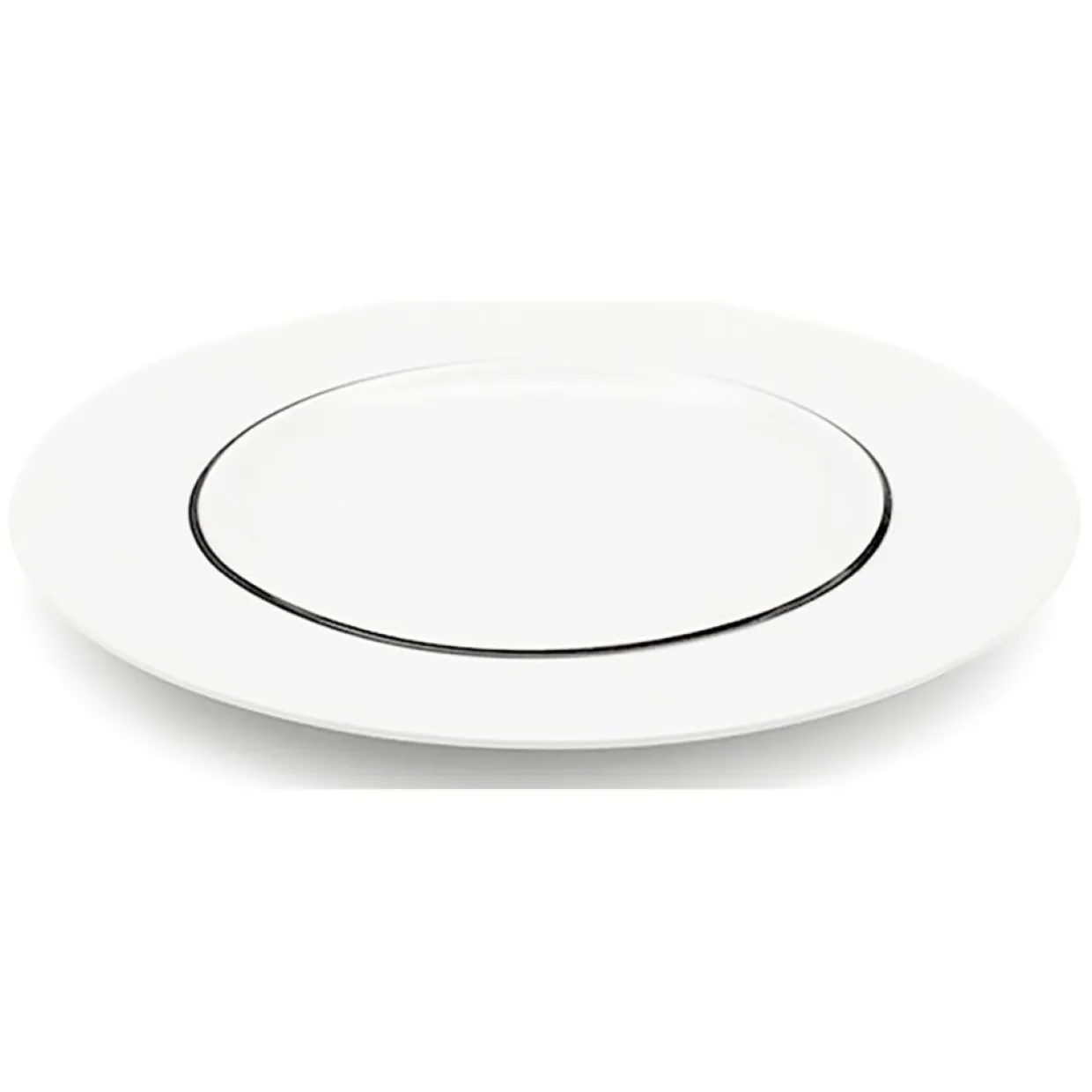 6 Assiettes dessert en Porcelaine Ligne blanches - D.22 cm-Fauchon