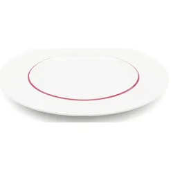 6 Assiettes dessert en Porcelaine Ligne blanches - D.22 cm-Fauchon