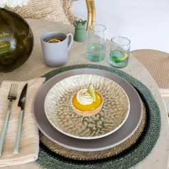 Novastyl Assiettes^6 Assiettes ÀDessert Jade 20Cm EnGrès Beige Et Vert