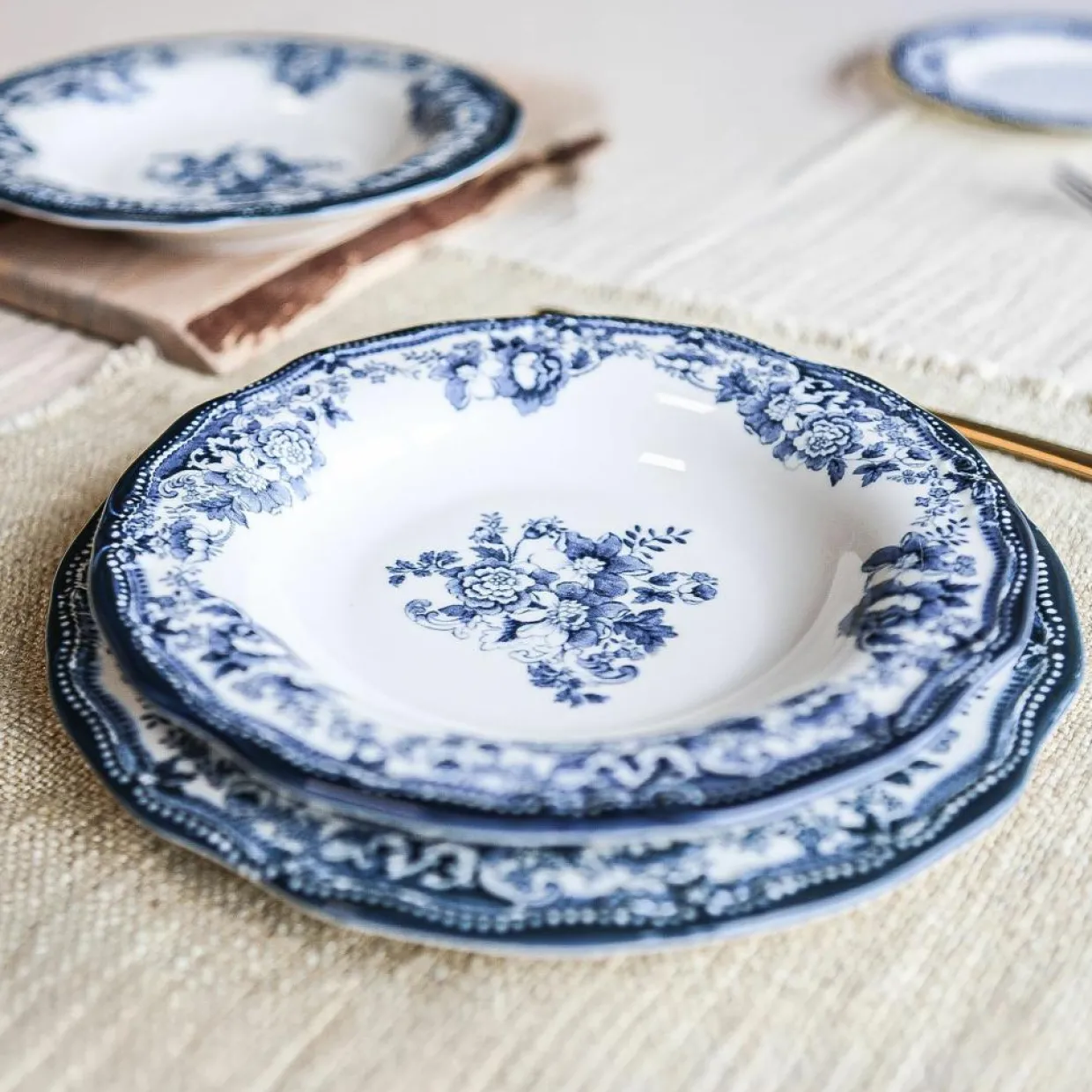Novastyl Assiettes^6 Assiettes DessertsEn Porcelaine BleuFaustine 20Cm