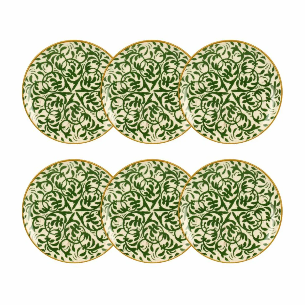 6 Assiettes DessertsHéraclée 19Cm En GrèsDécor Vert-Novastyl Sale