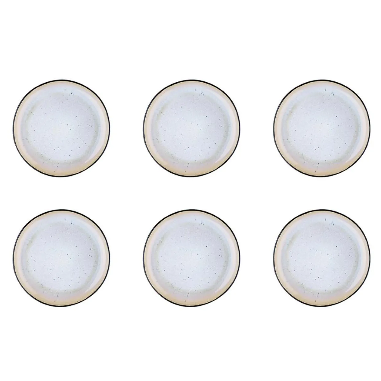 6 Assiettes en Grès dessert Iris blanc/ivoire - D.21.5 cm-Bjorn New