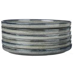 6 Assiettes en Grès dessert Zen gris/bleu - D.22 cm-Bjorn Outlet