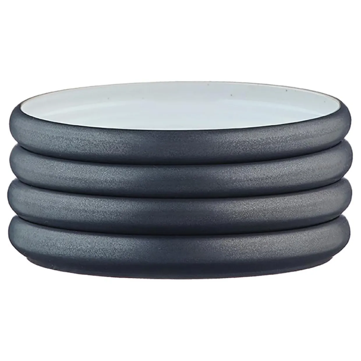 Bjorn Assiettes^4 Assiettes en Grès Gourmet blanc granité/noir onyx - D.15 cm