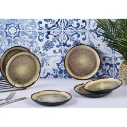 Bjorn Assiettes^6 Assiettes en Grès Iris beige/marron - D,16 cm