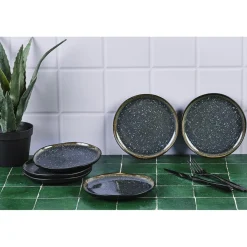 Bjorn Assiettes^6 Assiettes en Grès Iris bleu foncé - D.16 cm