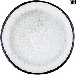 Bjorn Assiettes^6 Assiettes en Grès Iris blanc/ivoire - D.16 cm