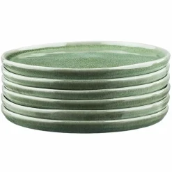 6 Assiettes en Grès Magma vertes - D.20 cm-Bjorn Discount