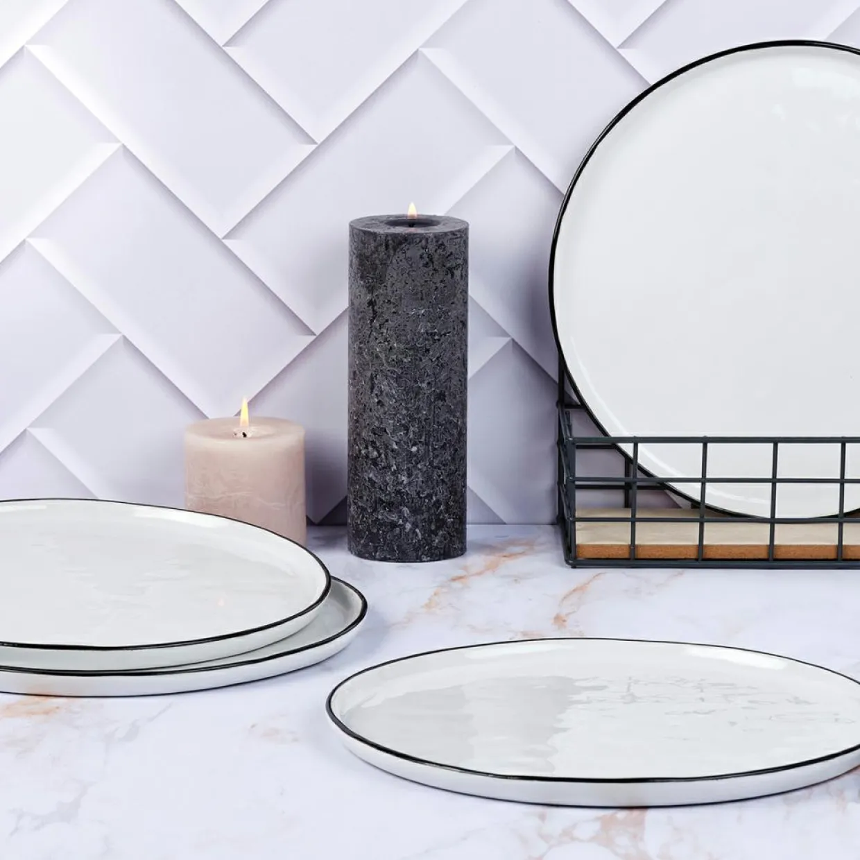 Bjorn Assiettes^4 Assiettes en Grès Napoli blanc neige - D.27 cm