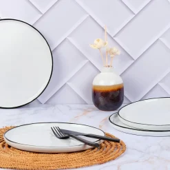 Bjorn Assiettes^4 Assiettes en Grès Pure blanc neige - D.21 cm