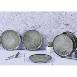 6 Assiettes en Grès Zen gris/bleu - D.17 cm-Bjorn New