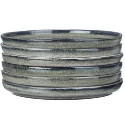 6 Assiettes en Grès Zen gris/bleu - D.17 cm-Bjorn New