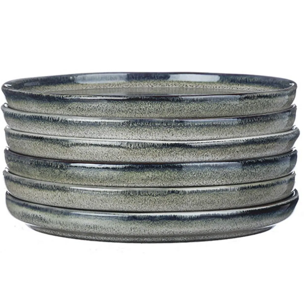 6 Assiettes en Grès Zen gris/bleu - D.17 cm-Bjorn New