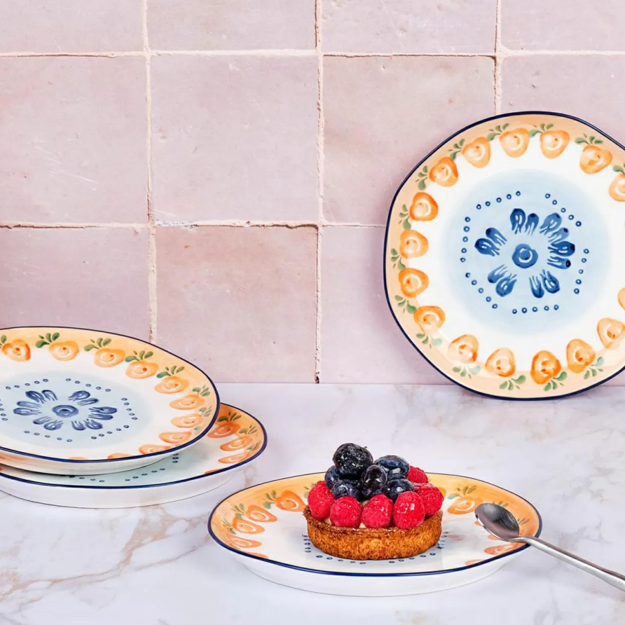 4 Assiettes en Porcelaine Napoli multicolores - D.20 cm-Bjorn Best