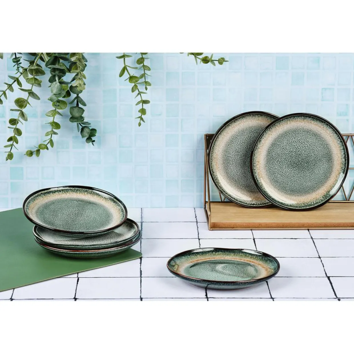 Bjorn Assiettes^6 Assiettes Genesis bleu/gris/kaki - D.10 cm